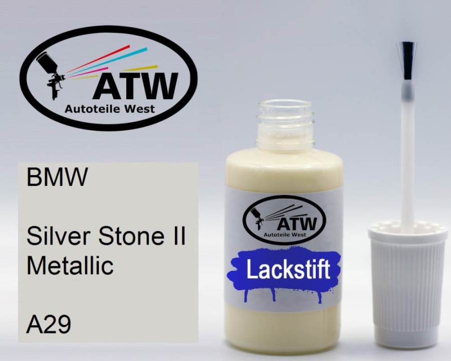 BMW, Silver Stone II Metallic, A29: 20ml Lackstift, von ATW Autoteile West.